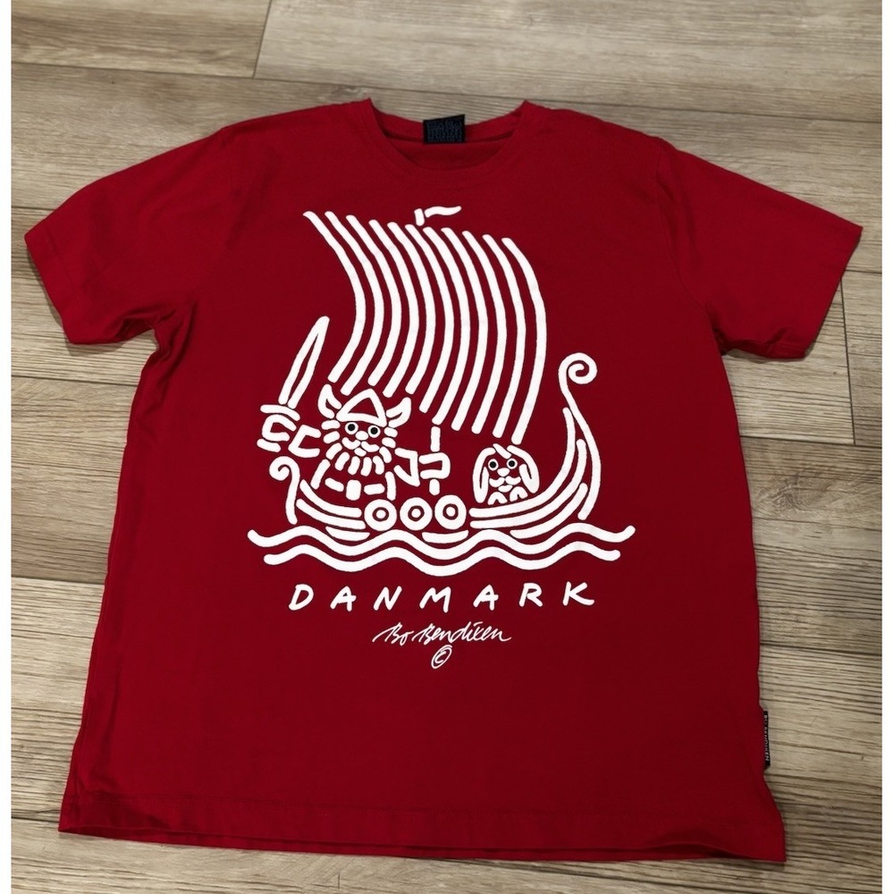 Bo Bendixen Viking Ship Graphic Tshirt Sz L Danish Art Denmark Scandinavian
